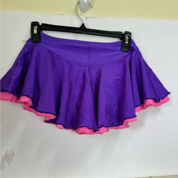 Figure Skating Boutique Double Georgette Skirt Stretch Purple Pink Ice Sports L - Picture 4 of 12